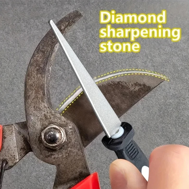 1pc Double-Sided Diamond Metal Sharpener File for Scissors Garden Tools