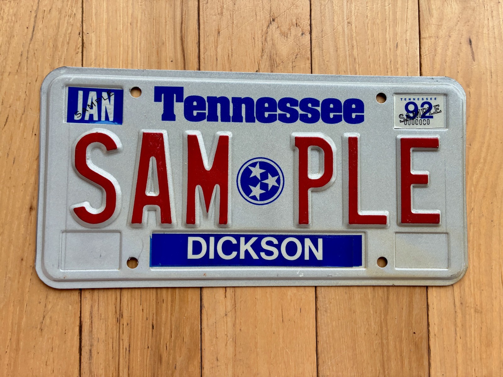 1992 Tennessee Sample License Plate