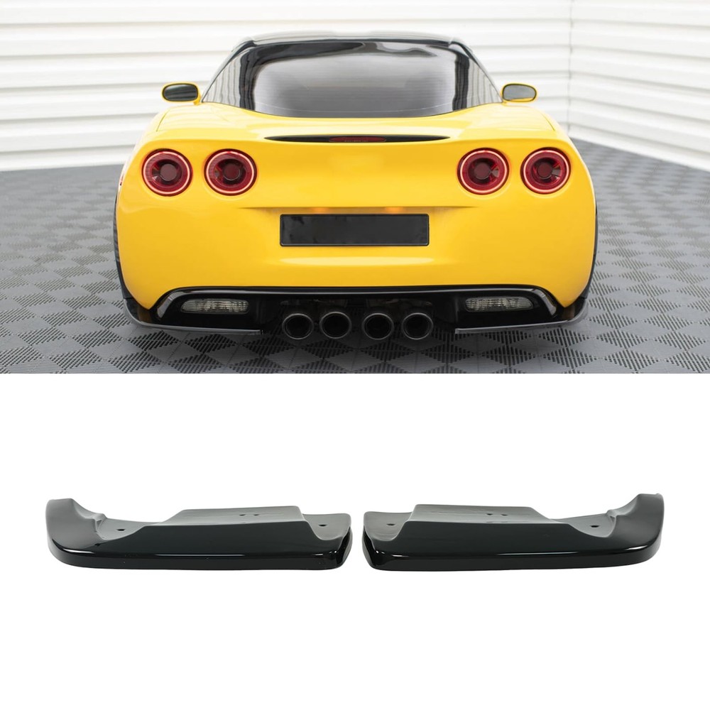 2PCS Rear Bumper Diffuser for Corvette C6 2005-2013 ABS Glossy Black