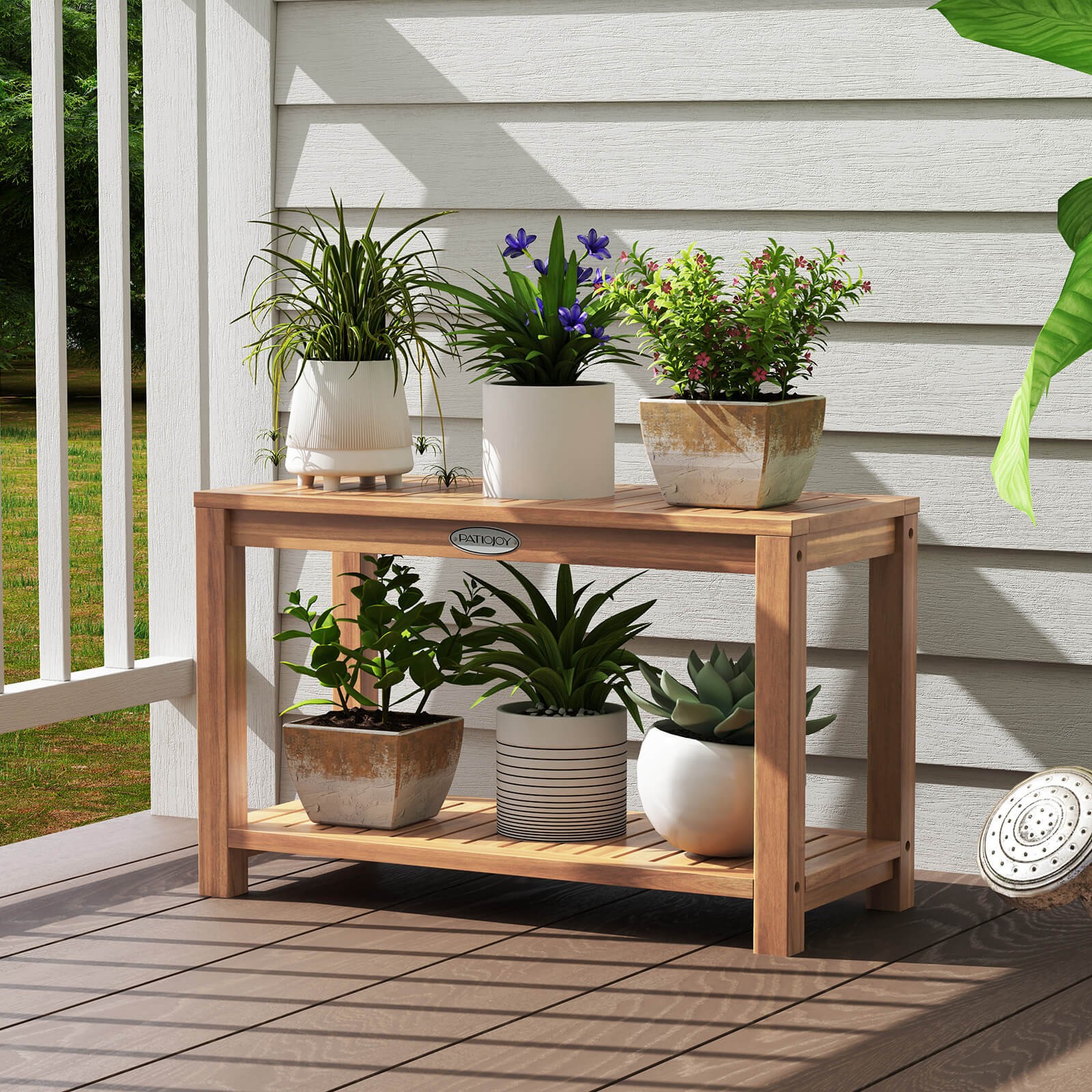 30 Inch Teak Wood Shower Bench Inside Shower Stool with Storage Shelf for Adults