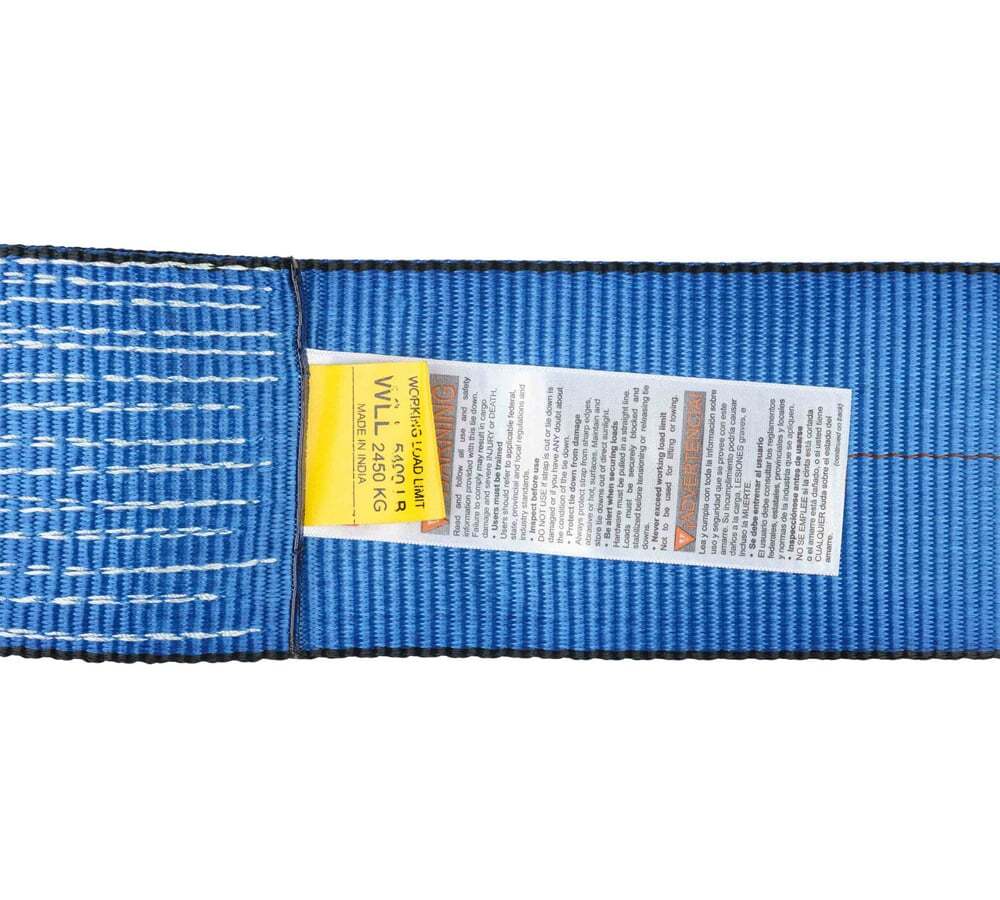 (2 Pack) 4" x 5' Roll off Container Winch Strap w/ Flat Hook - Blue