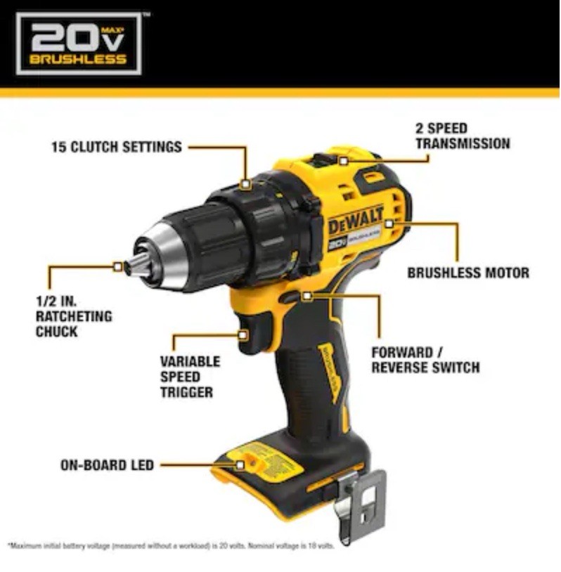 DEWALT 20V MAX 2-Tool Brushless Power Tool Combo Kit with Soft Case