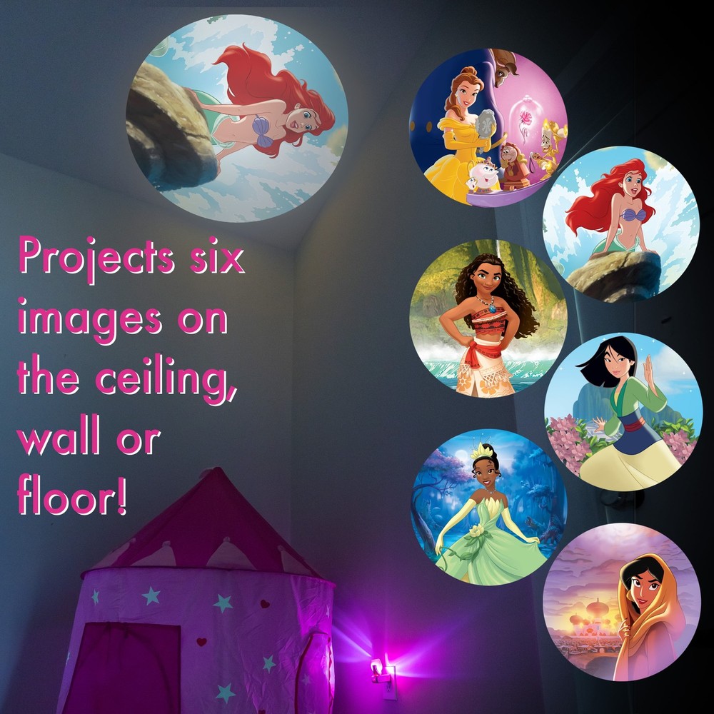 Projectables Disney Princesses 6-Image Plug-in LED Night Light, Light Sensing