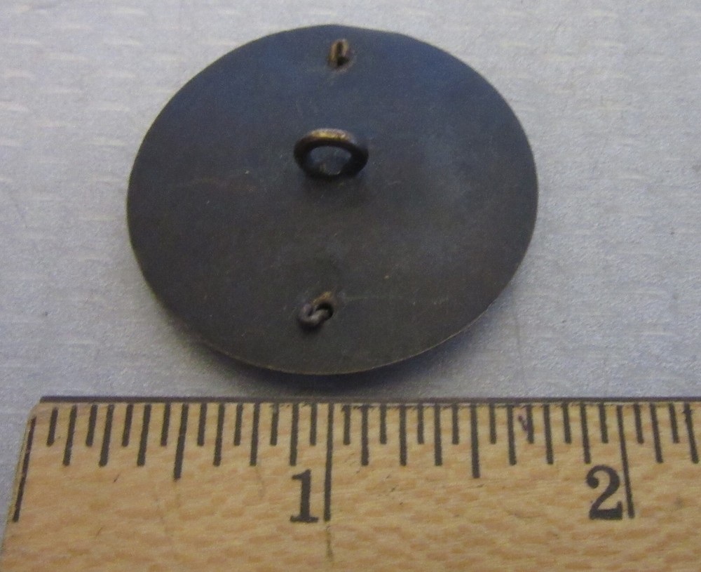 Antique 19C Brass Repousse Grape Leaf Button Large 40mm riveted top 1-5/8"