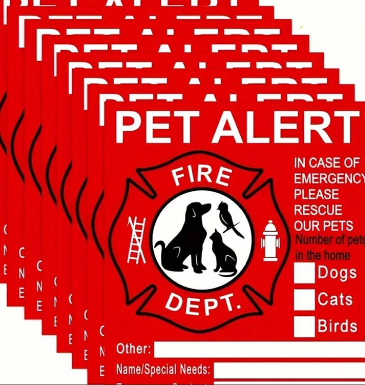 4 PACK Red Pets Inside Alert 4" Rescue Emergency Fire Window Stickers Decals