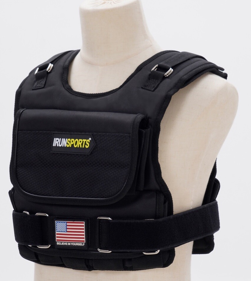 IRUNSPORTS Mens Weighted Vest, CrossFit, 50LBS Weights Included.
