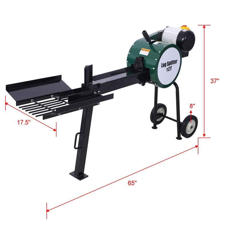 Double Flywheel Electric Log Splitter 12Ton Hotizontal 2HP16A Splitting Machine