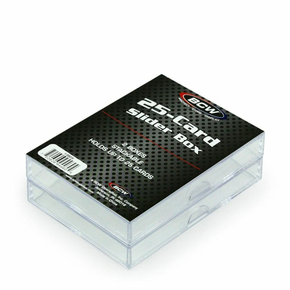 (2-Pack) BCW 2 Piece Slider Box (25 Count Size) Plastic Card Storage Box