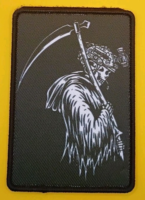 Tactical Grim Reaper with Night Vision Patch 2x3 Hook Backing Canvas Morale Gear