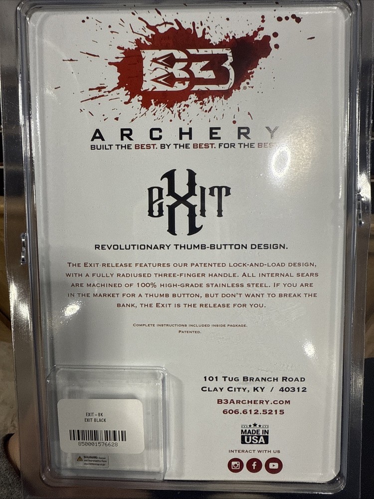 B3 Archery Exit 3 Finger Thumb Release Black