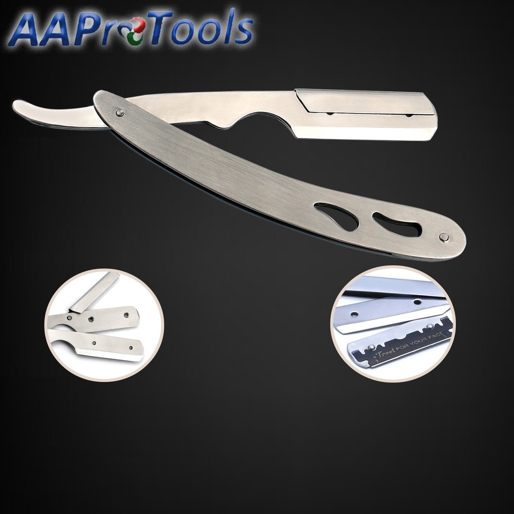 Professional Straight Edge Shaving Razor for Men with 100-Pack Replaceable Blade