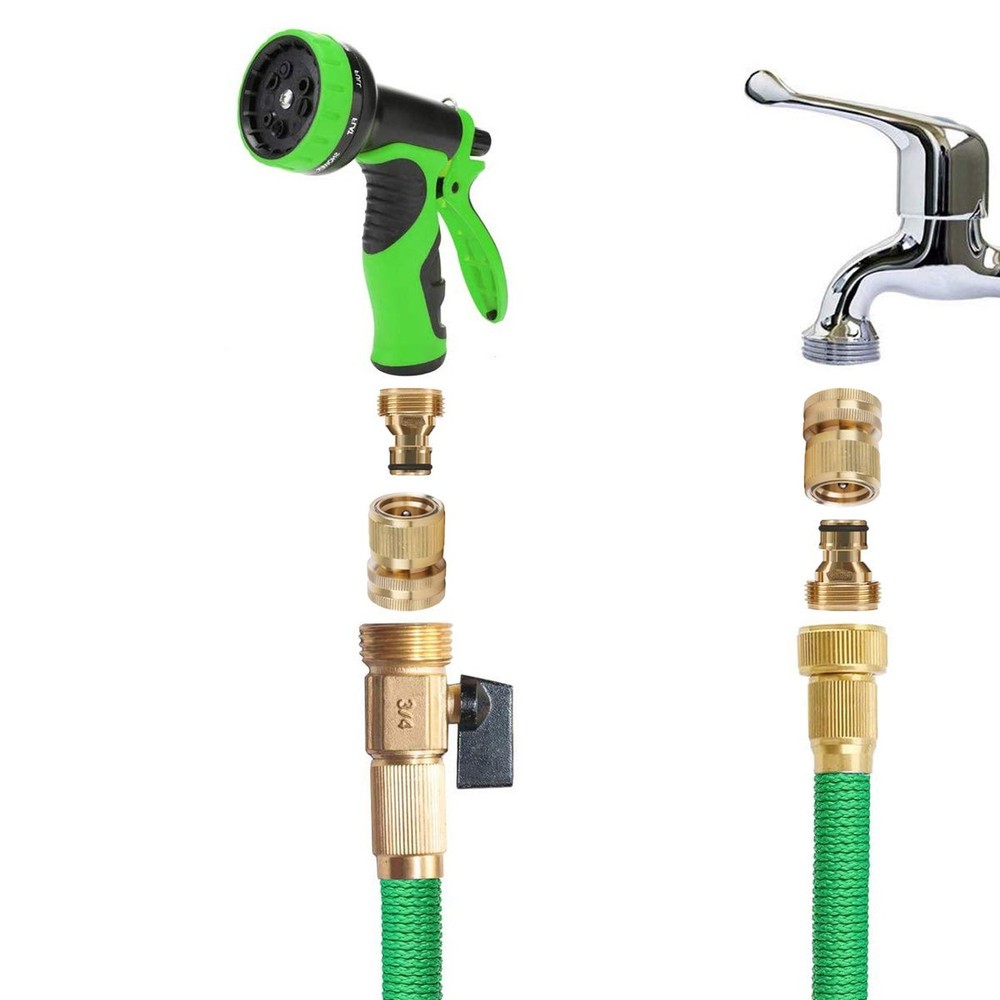 Garden Hose Quick Connectors, Solid Brass 3/4 inch GHT Thread Easy Connect Fi...
