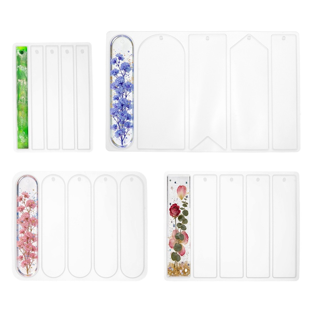 4 Pcs Bookmarks Silicone Mould, Multi-Shape Resin Bookmarks Moulds Making Kit