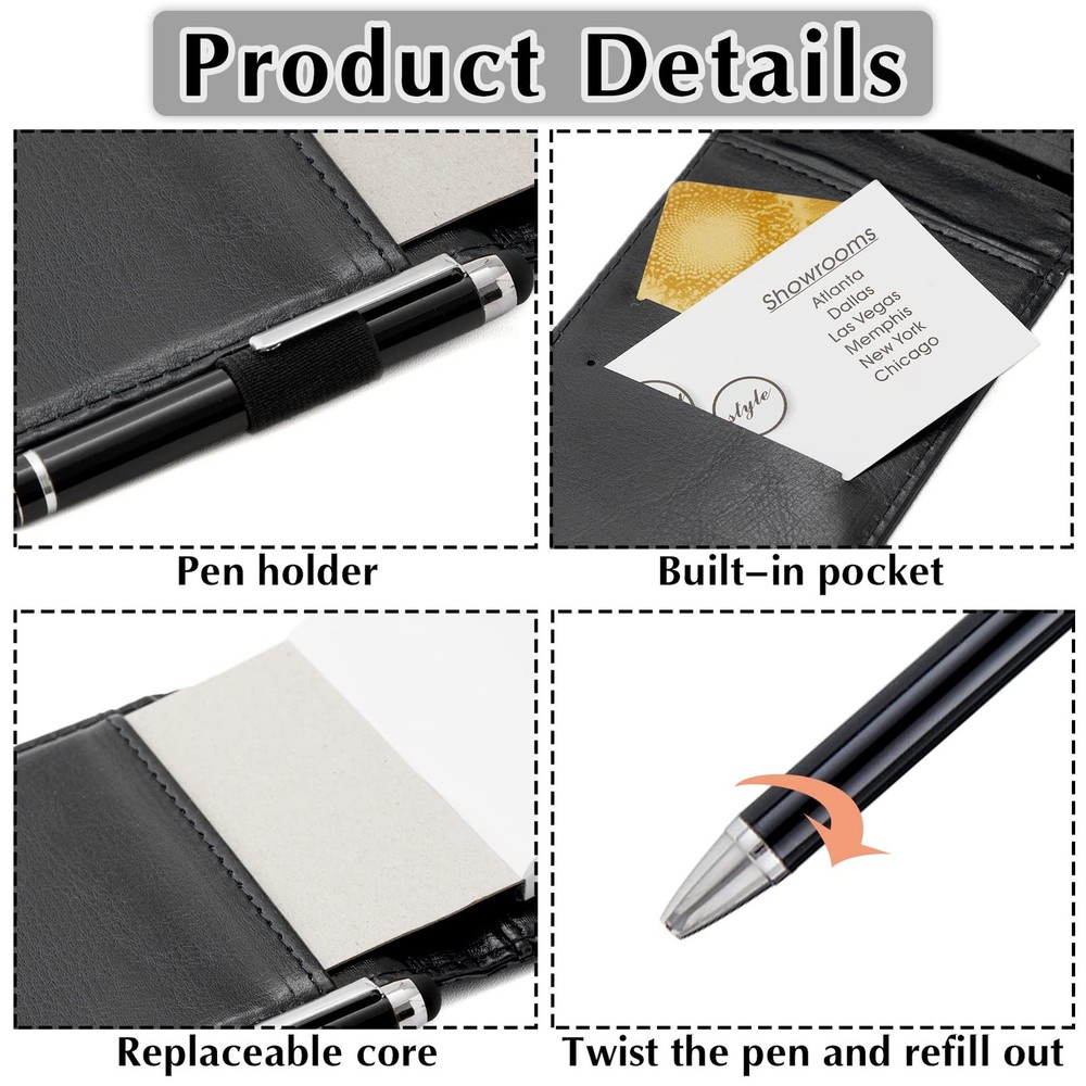 10Pcs Mini Pocket Notepad Holder Set,Durable Cover,Refillable,Leather Pocket ...