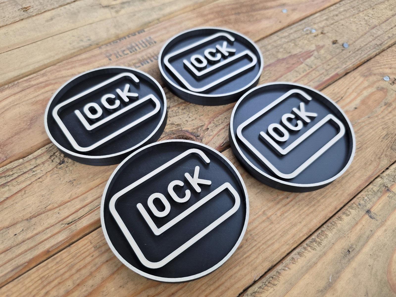 Glock Logo Cup Table Coasters USA Made Free Shipping Set of 4