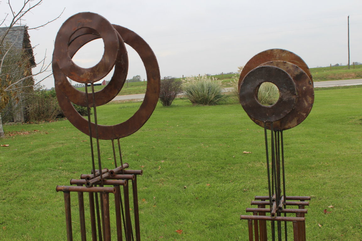 67" Tall Large Metal Yard Art Pendulum