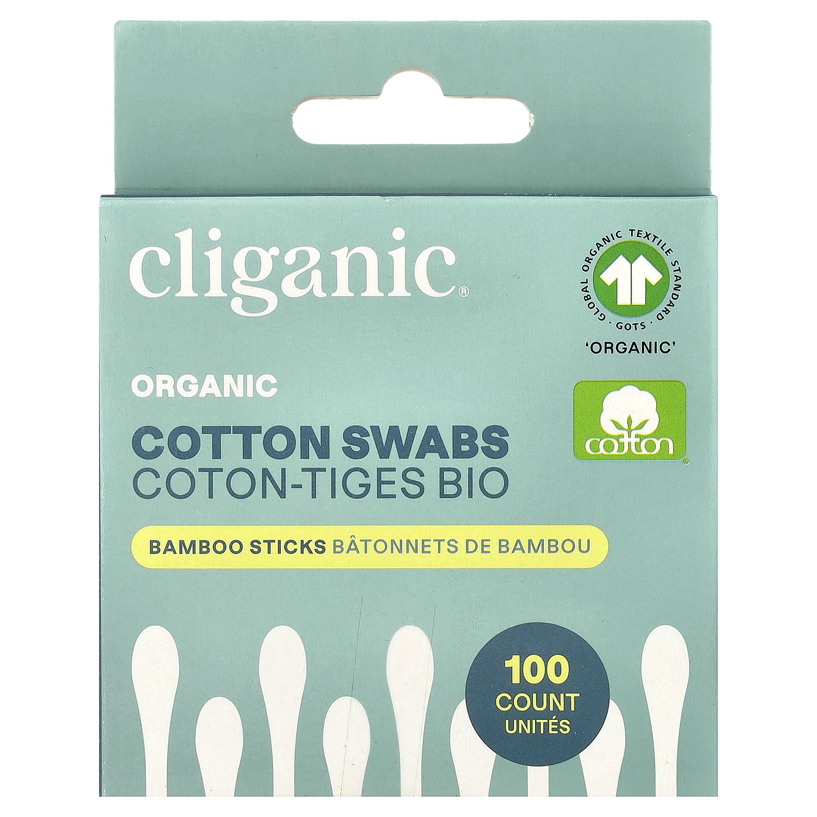Organic Cotton Swabs , 100 Count