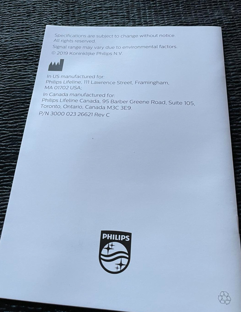 Manual ONLY Philips 324PHB 324PHW Personal Help Button Instructions Guide