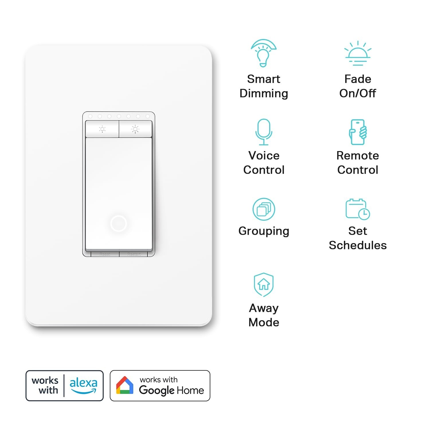 Kasa Smart Dimmer Switch HS220, Single Pole, Needs Neutral Wire, 2.4GHz Wi-Fi