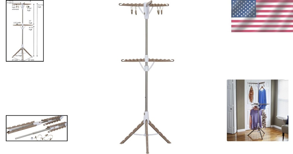Adjustable Tripod Clothes Dryer Rack, Space-Saving Garment Hanging Solution