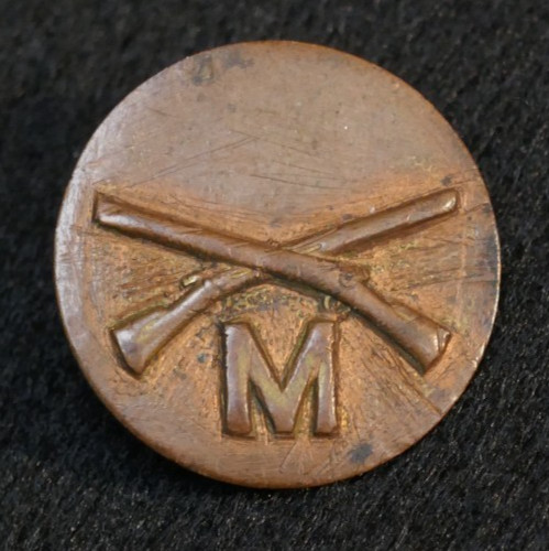 1930s - Interwar US Army Enlisted Infantry Co M Branch Lapel Disc, Missing Nut