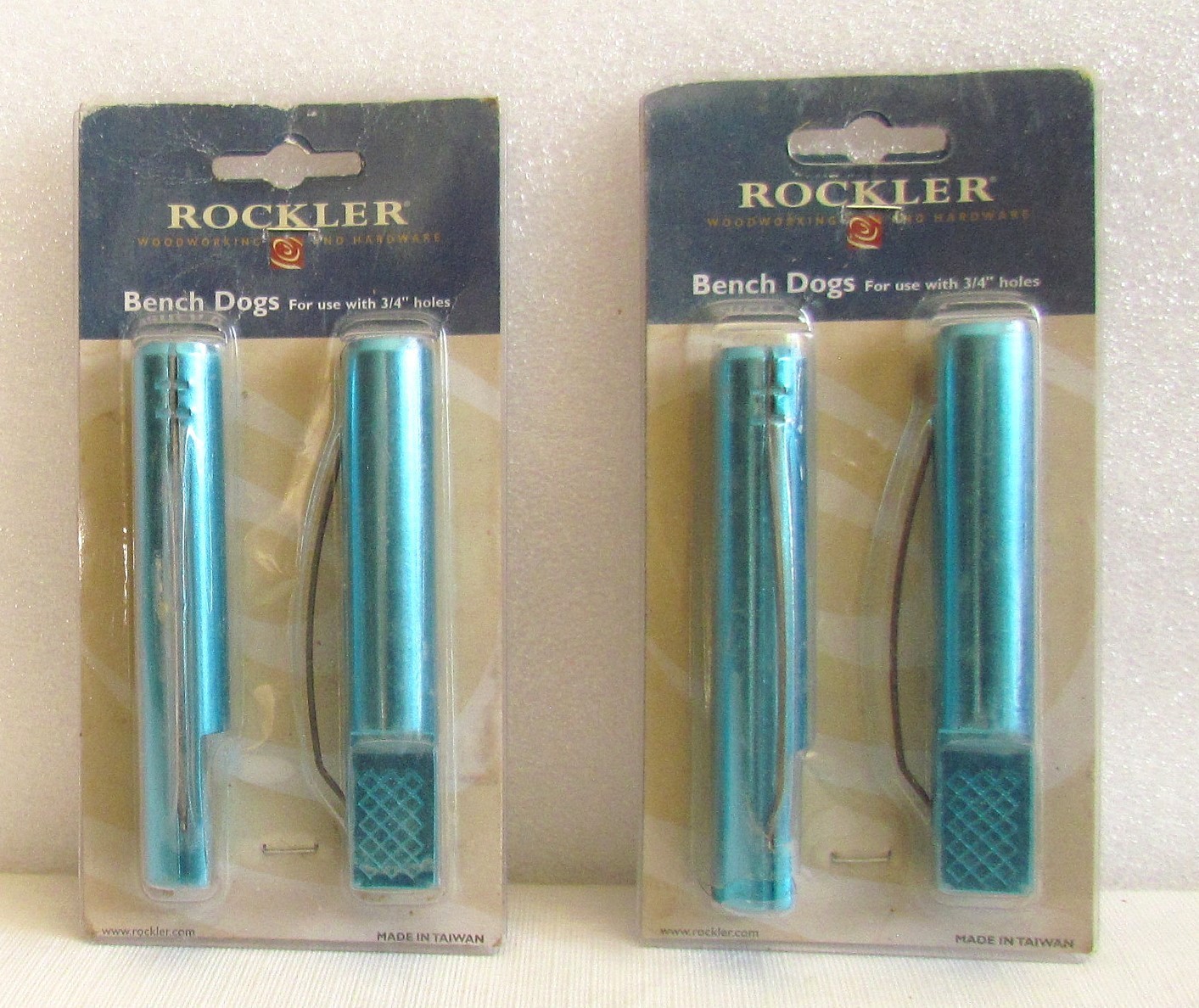 Rockler 3/4" Bench Dogs Anodized Blue 2 pair NOS