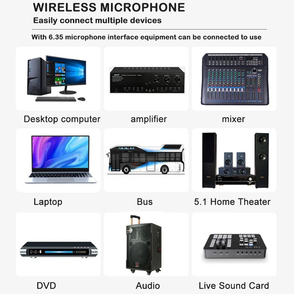 Wireless Microphones Metal Dynamic Microphone System with Receiver for DJ Party