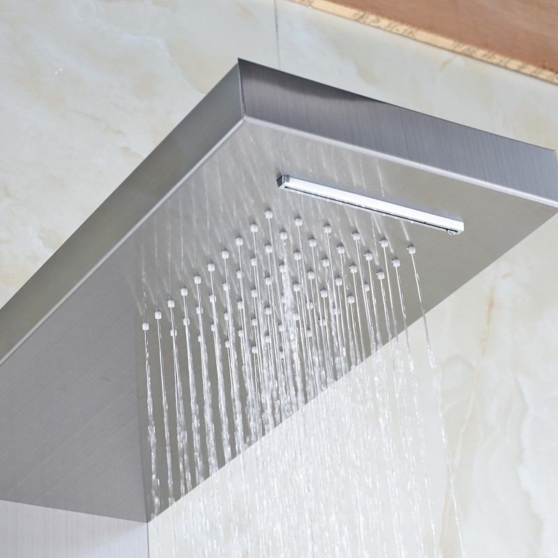 Bathroom Multi Function Shower Panel with Handshower Spary Wall Mount Tap Nickel