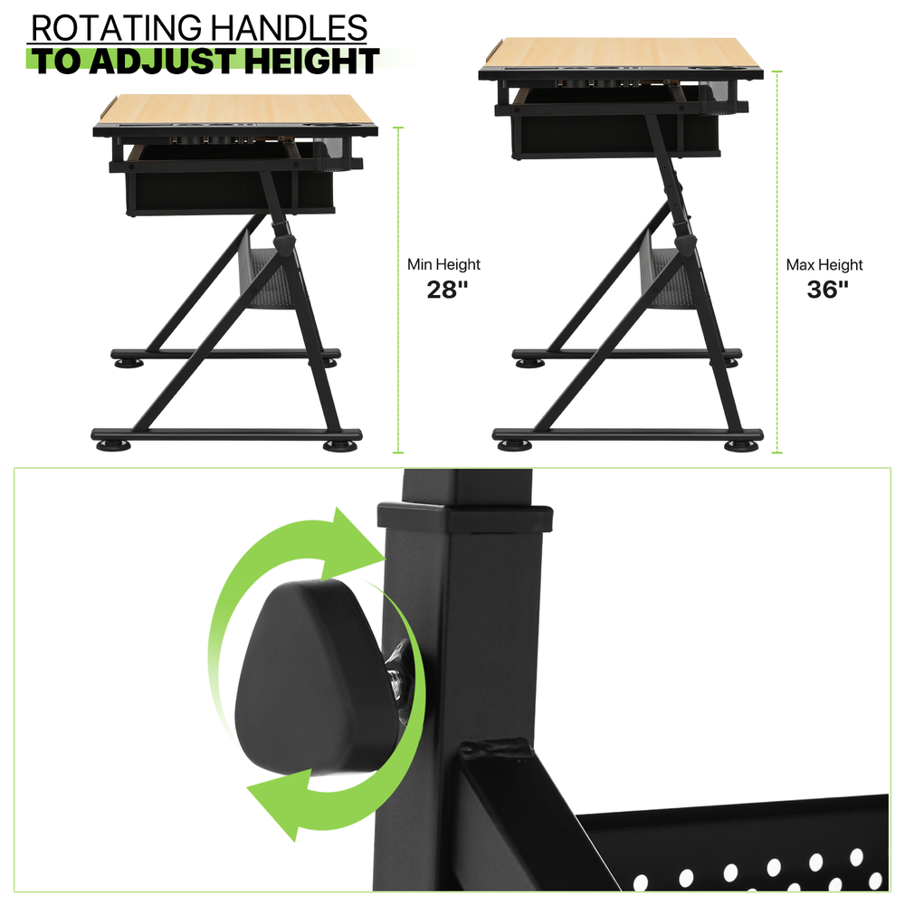 61"Drafting Drawing Table[STOOL+DRAWER]Adjustable Tabletop Painting Work Station