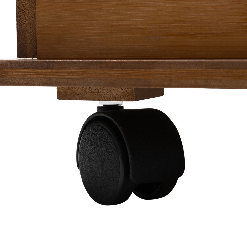 Multi Storage Table, Side Table with Rolling Wheels, Removable Swivel Bookcase