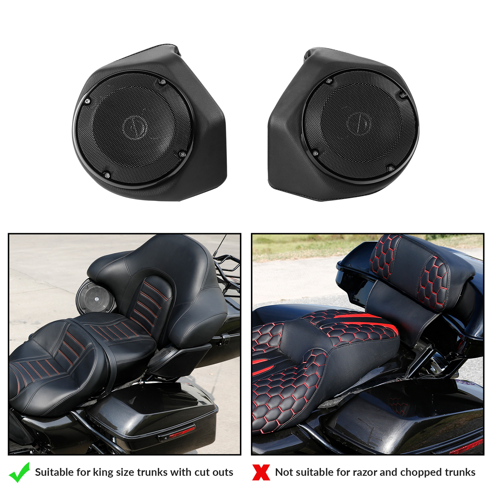 King Trunk 6.5'' Rear Speakers Pods Fit For Harley Tour Pak Street Glide 14-24
