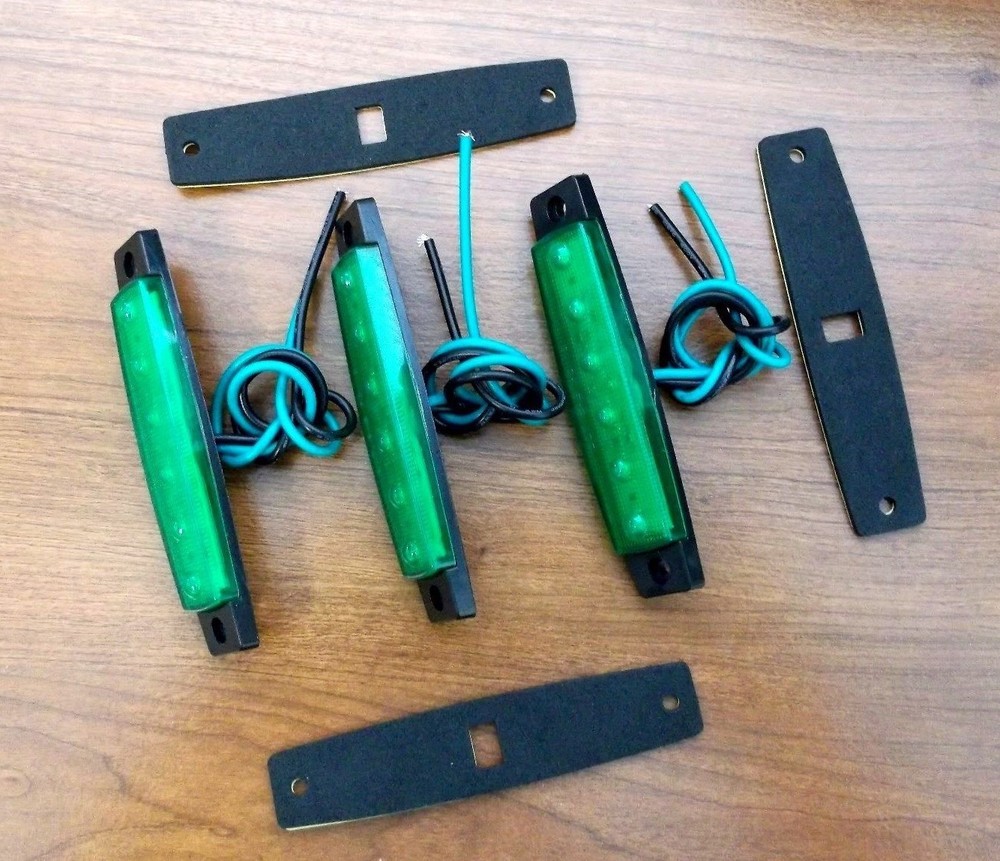 3 Large BBT 12 VDC Waterproof Green LED Accent Lights