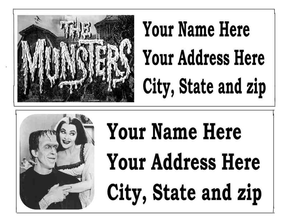 60 The Munsters RETURN ADDRESS LABELS MANY CHOICES