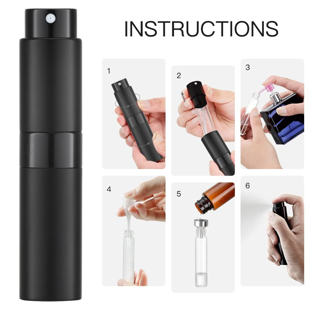 8ML Atomizer Perfume Spray Bottle for Travel, Empty Refillable Cologne Dispenser