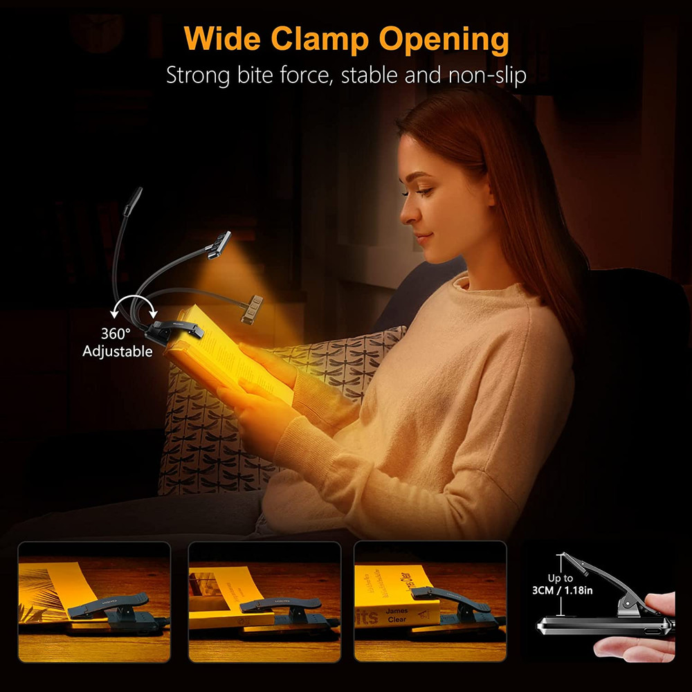 19 LED Rechargeable Book Light for Reading in Bed with Memory Function- Eye Cari