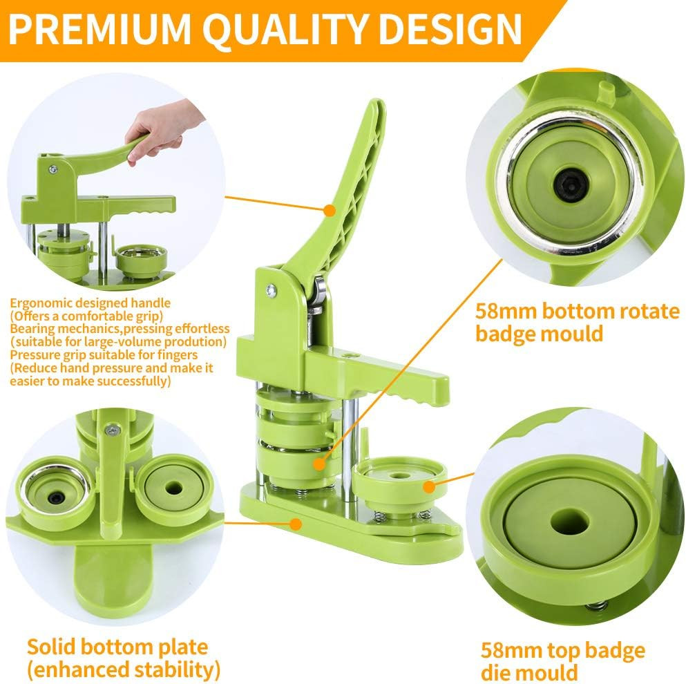 Button Maker Machine 58Mm (2.25 In) Installation-Free, DIY Button Pin Maker Mach