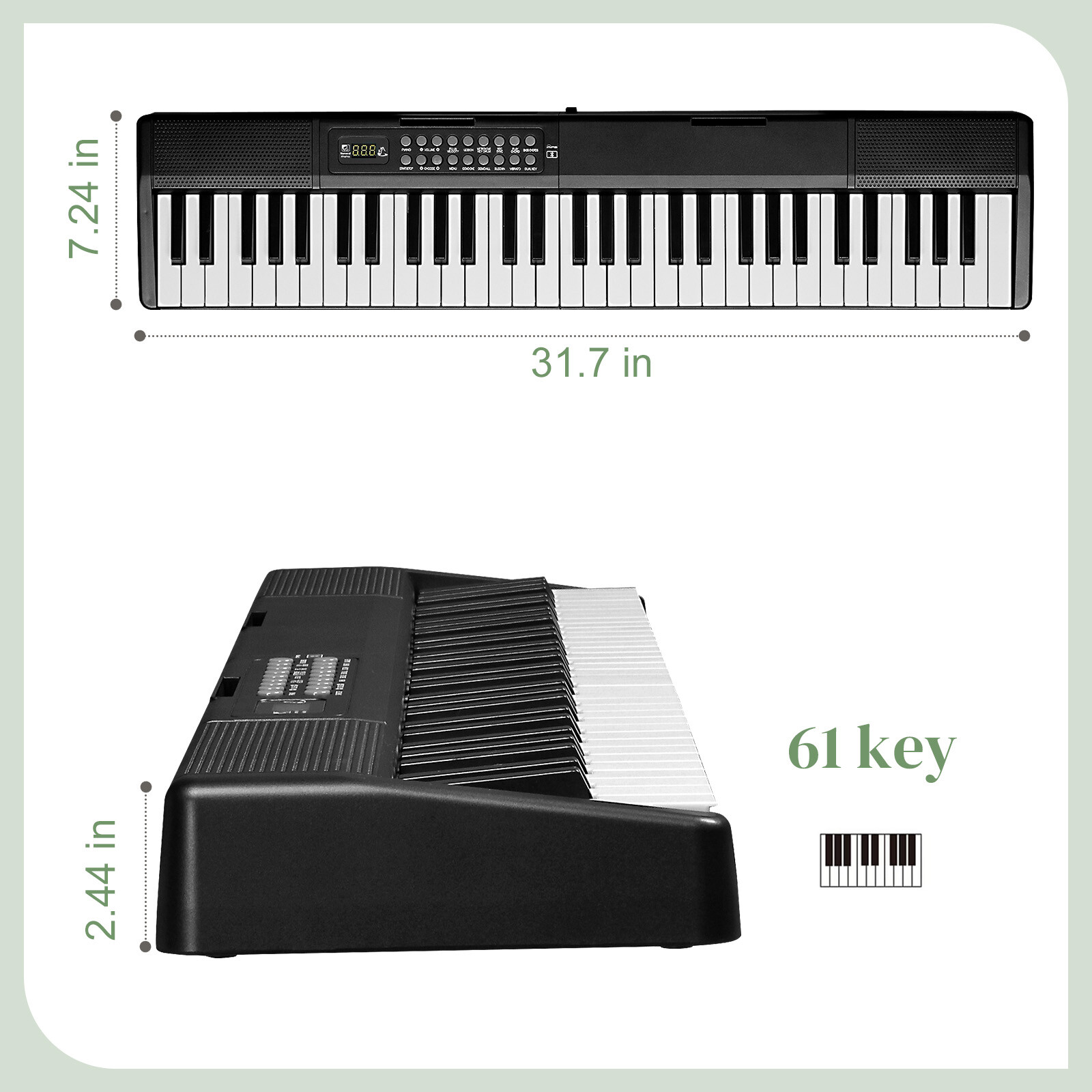 Folding Piano Keyboard 61 Key Portable Piano Semi-Weighted Key MIDI Bluetooth