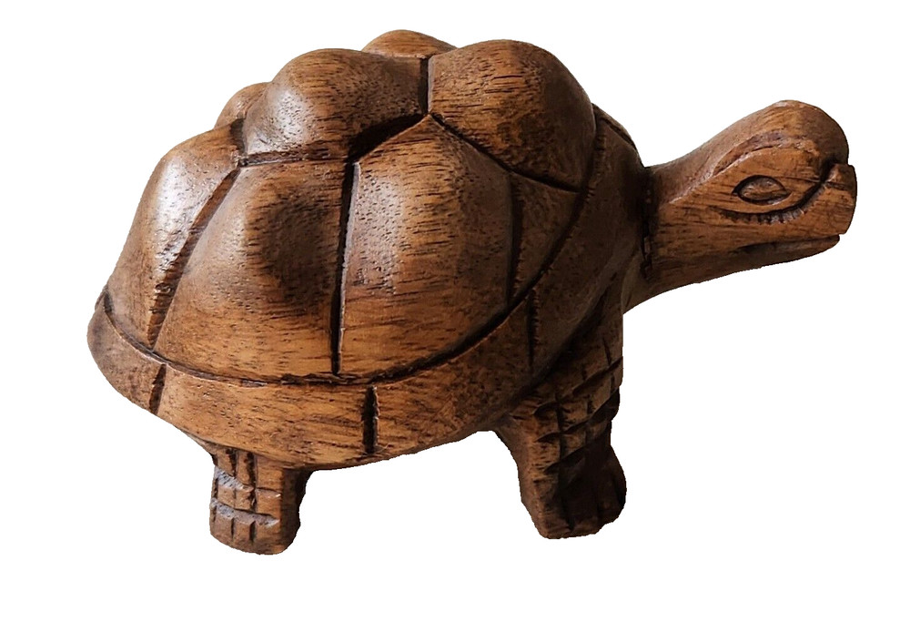 Small Acacia Wood Carved Turtle