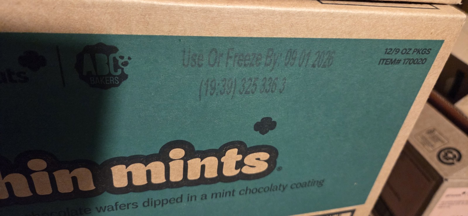 ABC Bakers Full case Girl Scouts Thin Mints Cookies - 12 Boxes