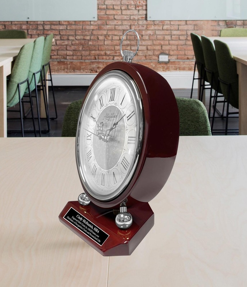 Silver Table Engraved Clock Personalize Retirement Birthday Congratulation Gift