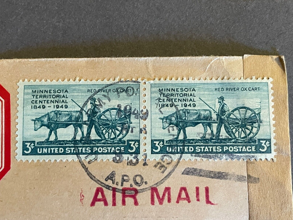 1949 ADDRESSED ENVELOPE WITH USAT SHORT SPLICE MANILA PHILIPPINES STAMP EMPTY