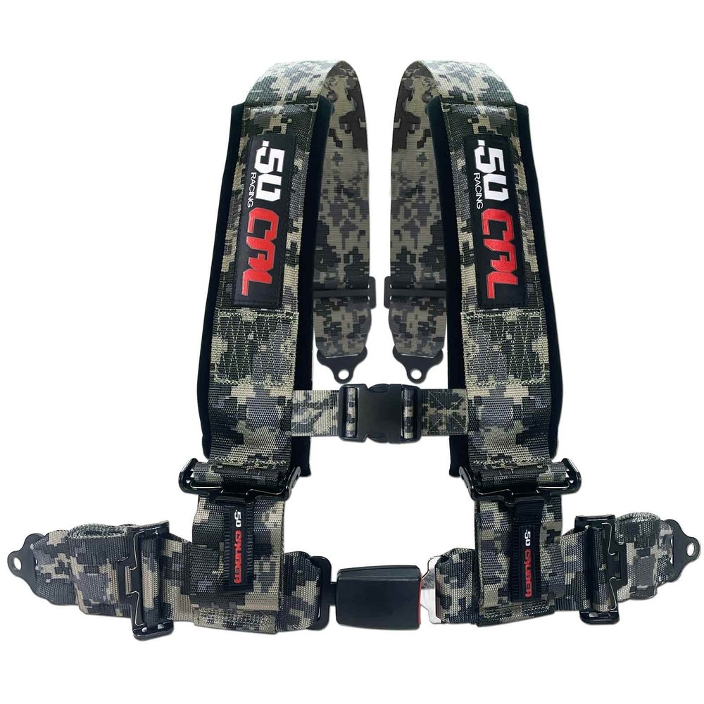 2" 4 Point Off Road Harness Auto Style Buckle Push Button Release - DIGITAL CAMO