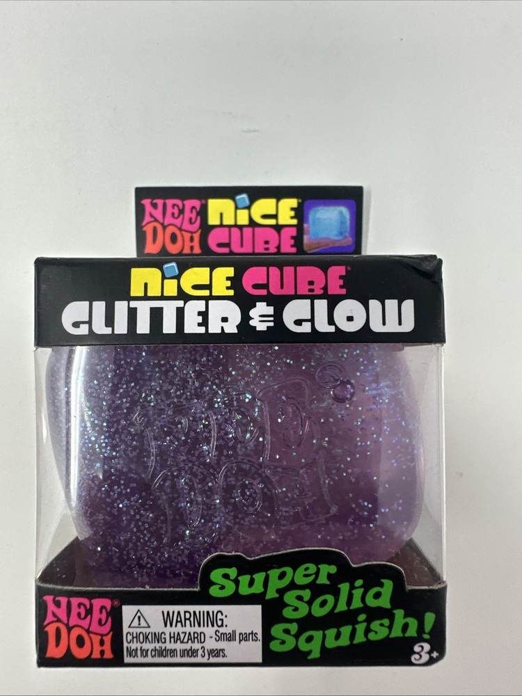PINK NEEDOH NICE CUBE GLITTER & GLOW! NEW! SUPER SOLID SQUISH!