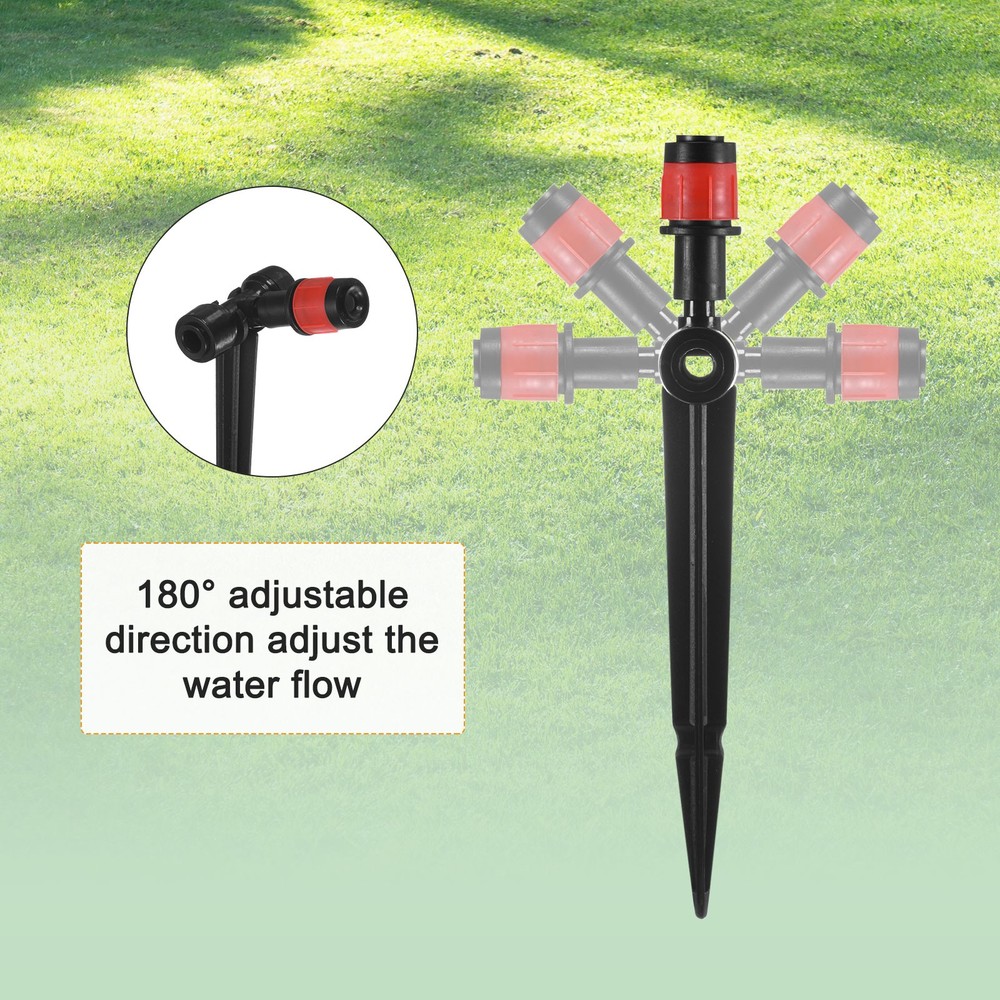 24-Pack Drip Irrigation Emitters, Adjustable 360 Degree Drippers, Red