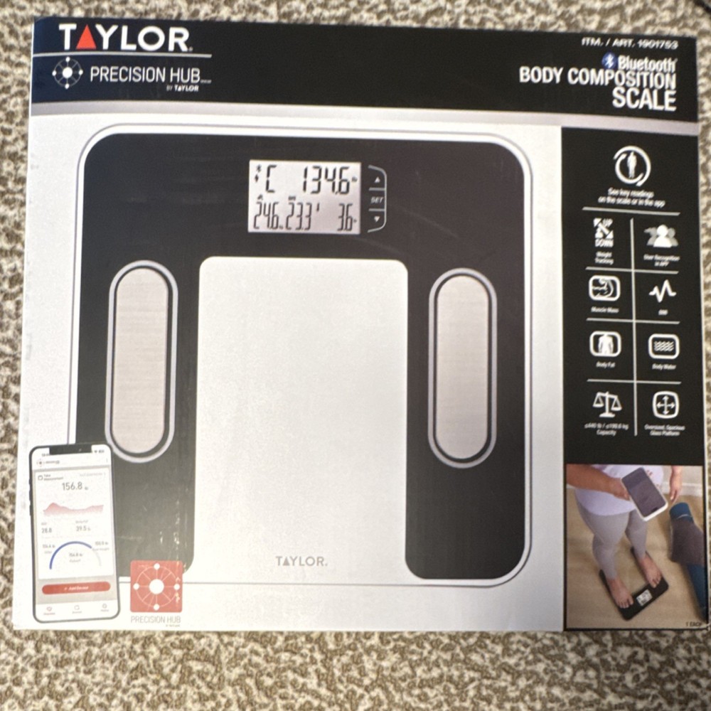 Taylor Precision Hub Bluetooth Body Composition Scale, Body Fat, Multi User