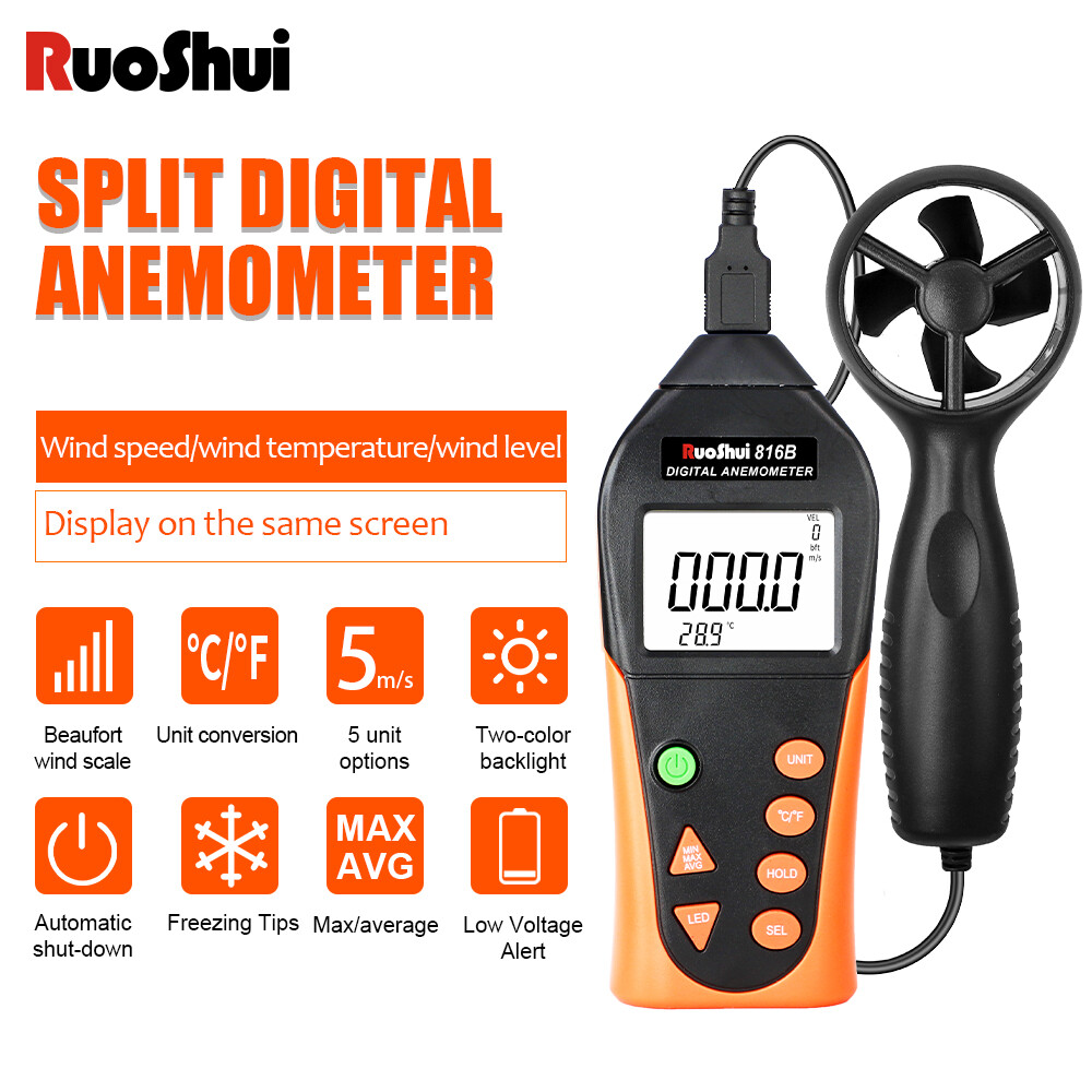 Digital Pro CFM Anemometer HVAC Wind Speed Meter Air Flow Velometer Temp Tester