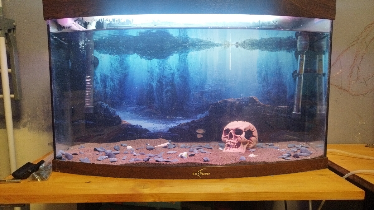 Aquarium Background Sticker, Underwater Caves Fish Tank Decorations Poster