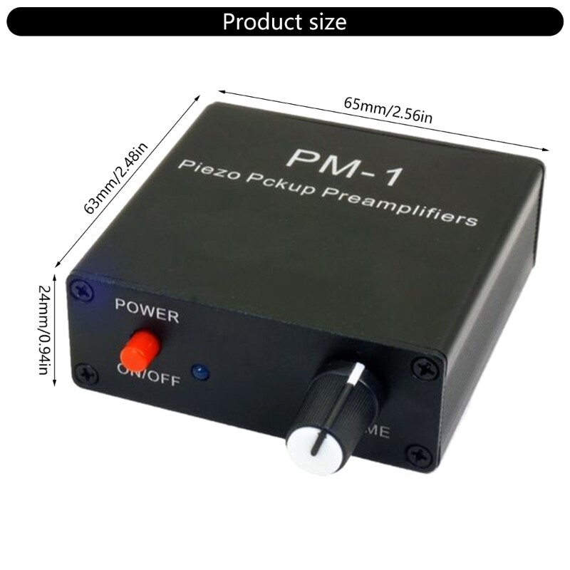Piezo Pickup Preamplifier Adjustable Sound Amplifier Box for 6.35mm Input