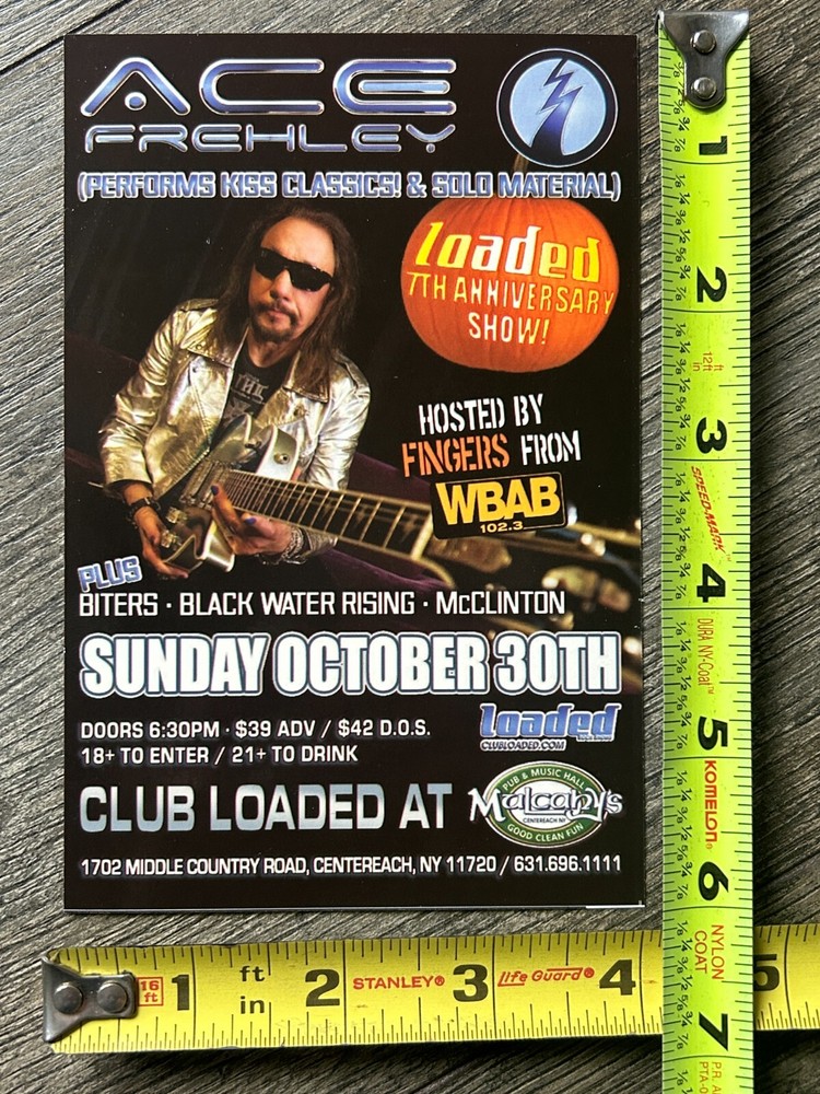 KISS Handbill Concert Ad Flyer ACE FREHLEY Mulcahy's Pub NY 2011 Vintage Kiss