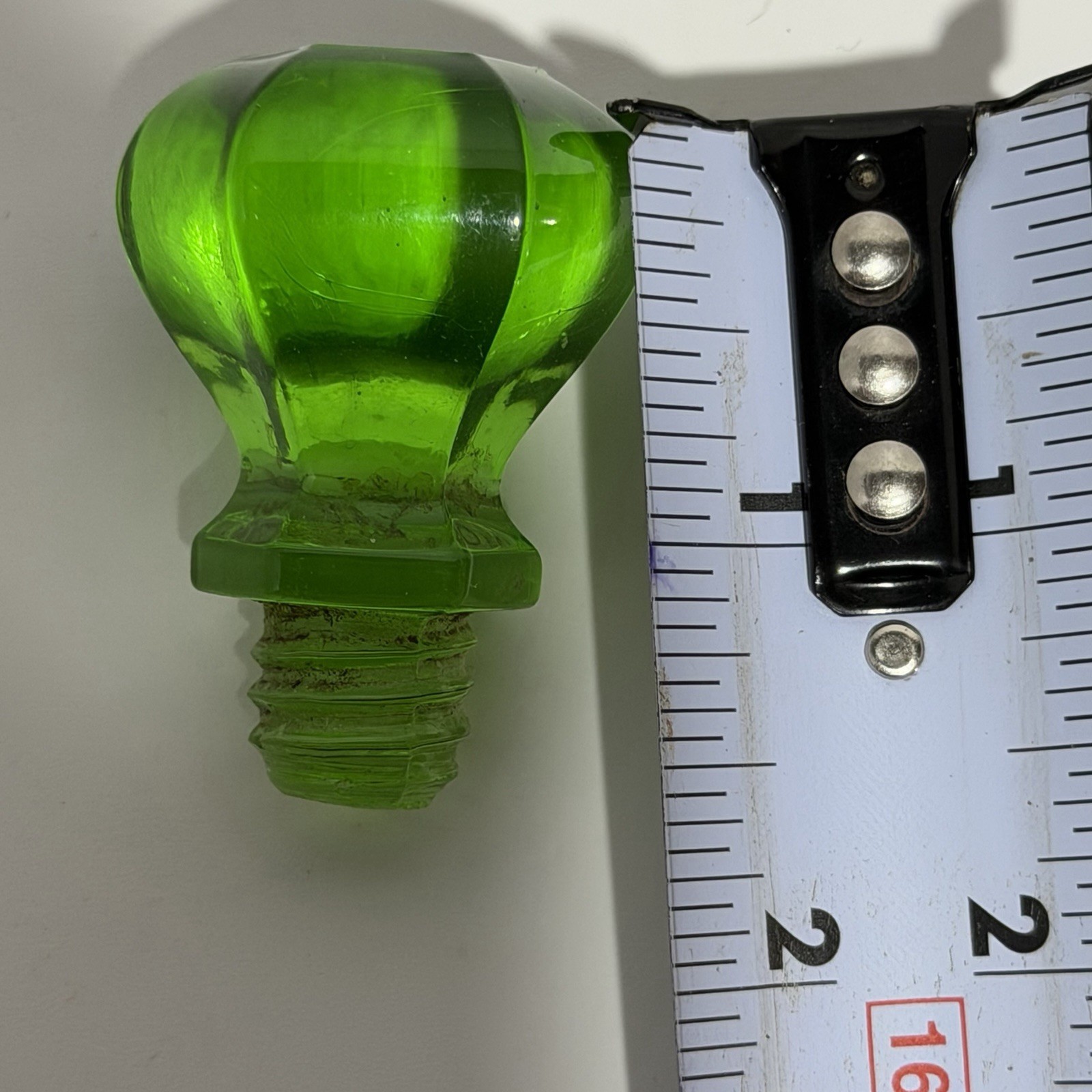 One Green 1” Uranium Vaseline / glowing Glass Knob Dresser Pull Small Hexagon
